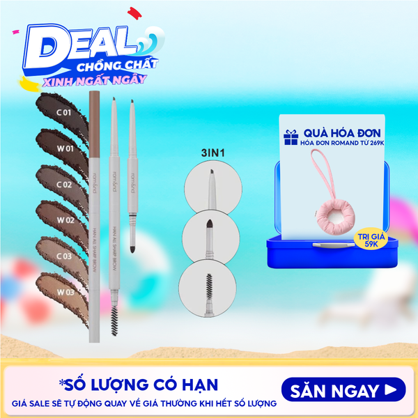  Chì Kẻ Mày Nét Mảnh Romand 3 Trong 1 Cho Đôi Chân Mày Hoàn Hảo, Sắc Nét Han All Sharp Brow - Han All Line 