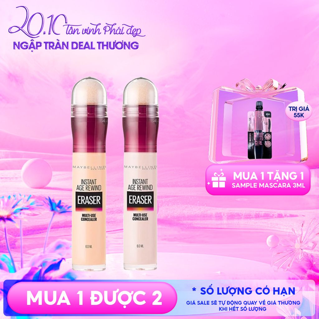 Bút Che Khuyết Điểm Maybelline Đa Năng Che Phủ Hoàn Hảo Instant Age Rewind Eraser Multi-Use Concealer SPF 30 6ml
