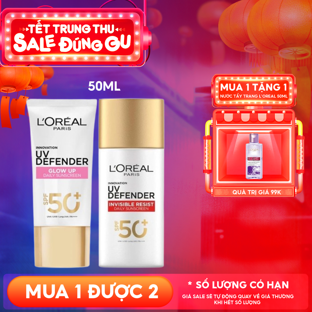Kem Chống Nắng L'Oreal Mịn Nhẹ, Bảo Vệ Da, Ngăn Ngừa Lão Hóa UV Defender Serum Protector SPF 50+/PA++++