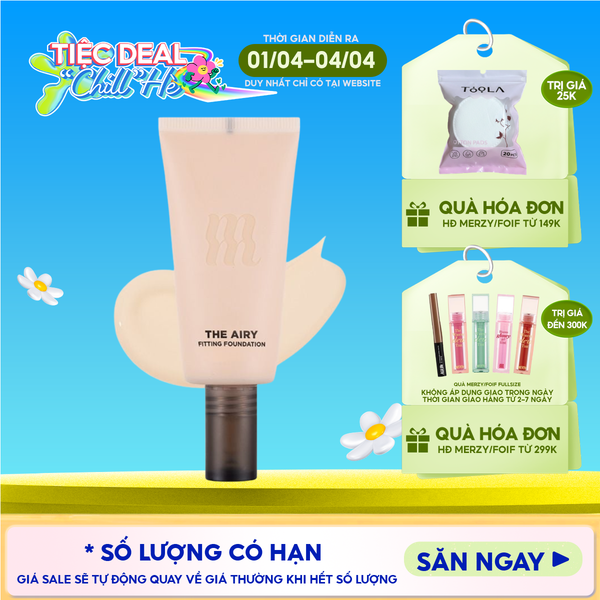  Kem Nền Merzy Hỗ Trợ Kiềm Dầu, Lâu Trôi, Che Khuyết Điểm The Airy Fitting Foundation 30ml 