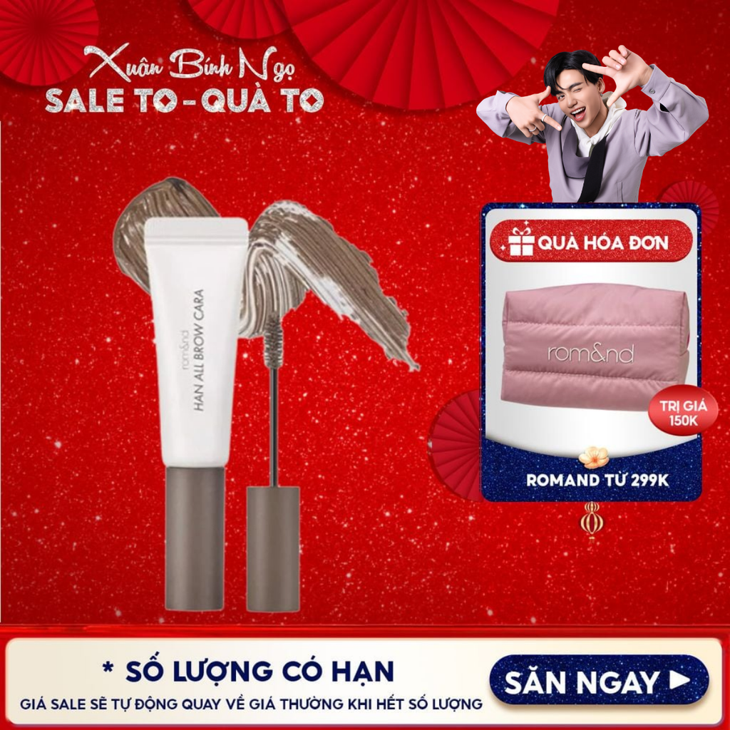 Mascara Chân Mày Romand Siêu Tự Nhiên, Bền Màu, Lâu Trôi Han All Brow Cara 9g