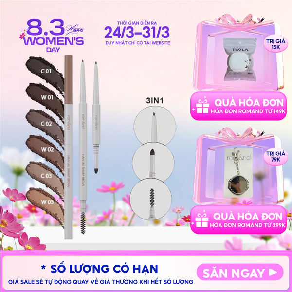  Chì Kẻ Mày Nét Mảnh Romand 3 Trong 1 Cho Đôi Chân Mày Hoàn Hảo, Sắc Nét Han All Sharp Brow - Han All Line 