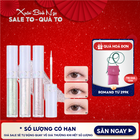 Gel Nhũ Mắt Romand Lấp Lánh, Bền Màu, Lâu Trôi The Universe Liquid Glitter 2g