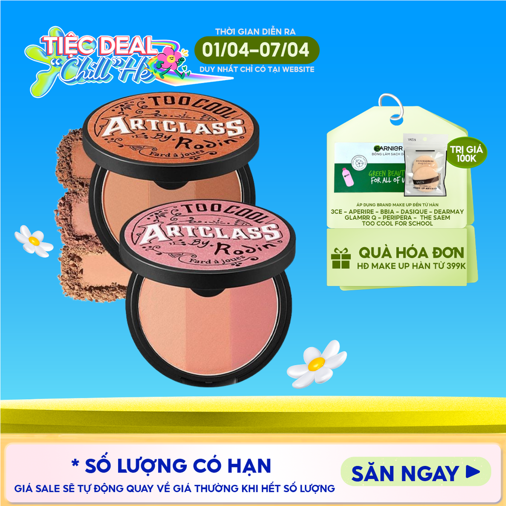 Phấn Má Hồng 3 Màu Too Cool For School Art Class By Rodin Blusher 9.5g