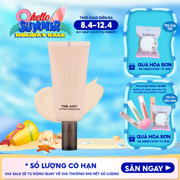 Kem Nền Merzy Hỗ Trợ Kiềm Dầu, Lâu Trôi, Che Khuyết Điểm The Airy Fitting Foundation 30ml 