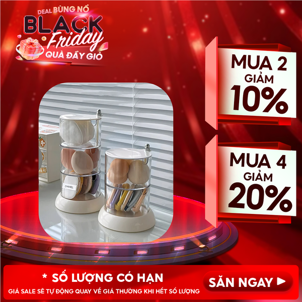  [NHẬP KHẨU] Hộp Đựng Trang Sức, Phụ Kiện TOOLA Nhiều Tầng Xoay 360 Độ, Trong Suốt Đa Năng Accessories Storage Plastic Box 