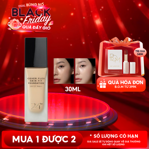  Kem Nền B.O.M Che Phủ Tốt, Mỏng Mịn, Lâu Trôi Cover Flex Skin Fit Foundation 30ml 