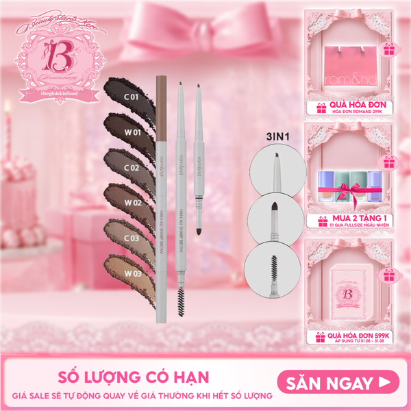  Chì Kẻ Mày Nét Mảnh Romand 3 Trong 1 Cho Đôi Chân Mày Hoàn Hảo, Sắc Nét Han All Sharp Brow - Han All Line 
