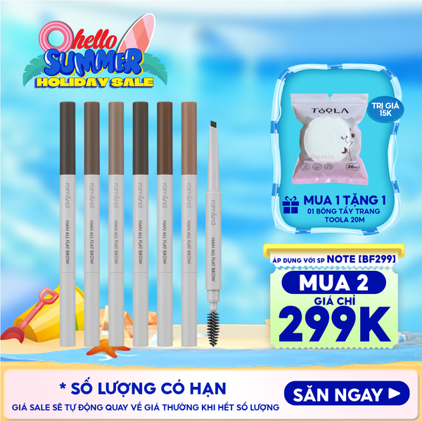  Chì Kẻ Mày Ngang Romand Cho Chân Mày Sắc Nét, Lâu Trôi Han All Flat Brow 