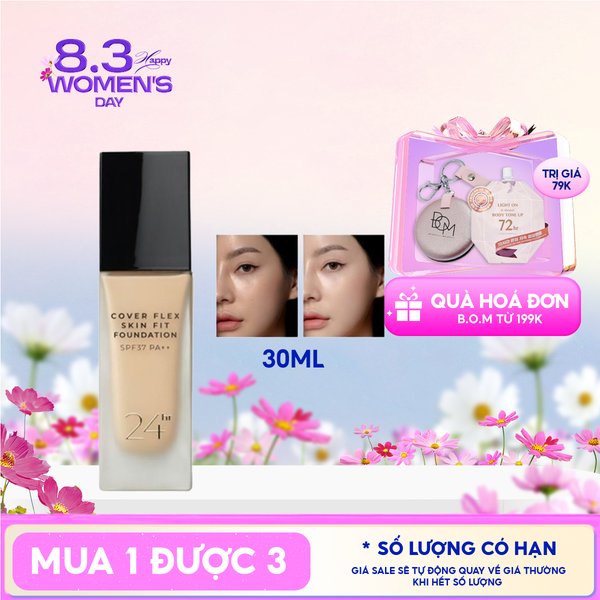  Kem Nền B.O.M Che Phủ Tốt, Mỏng Mịn, Lâu Trôi Cover Flex Skin Fit Foundation 30ml 