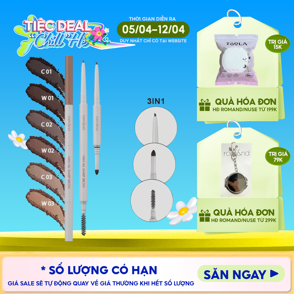  Chì Kẻ Mày Nét Mảnh Romand 3 Trong 1 Cho Đôi Chân Mày Hoàn Hảo, Sắc Nét Han All Sharp Brow - Han All Line 