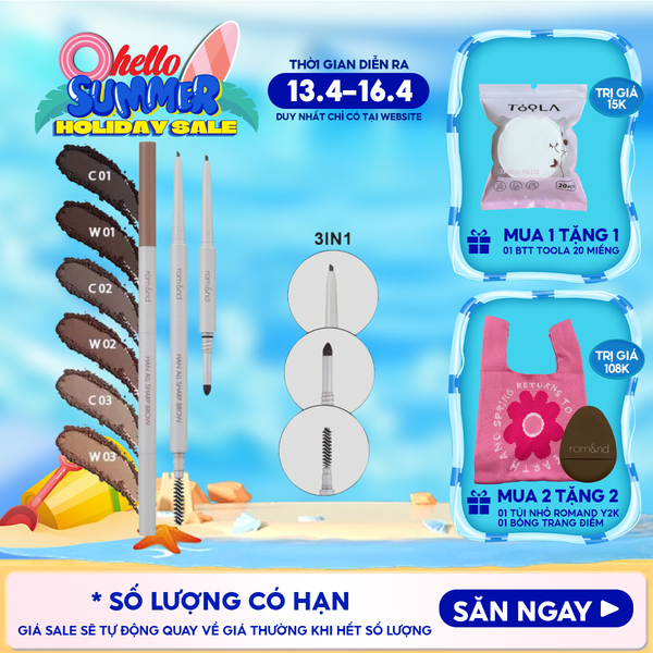  Chì Kẻ Mày Nét Mảnh Romand 3 Trong 1 Cho Đôi Chân Mày Hoàn Hảo, Sắc Nét Han All Sharp Brow - Han All Line 