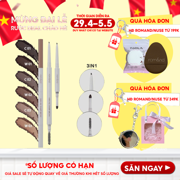  Chì Kẻ Mày Nét Mảnh Romand 3 Trong 1 Cho Đôi Chân Mày Hoàn Hảo, Sắc Nét Han All Sharp Brow - Han All Line 