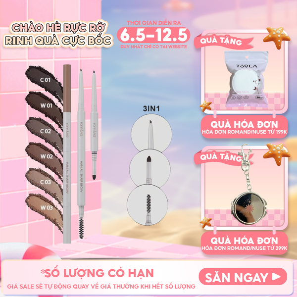  Chì Kẻ Mày Nét Mảnh Romand 3 Trong 1 Cho Đôi Chân Mày Hoàn Hảo, Sắc Nét Han All Sharp Brow - Han All Line 