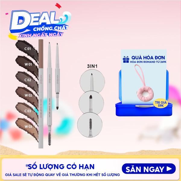  Chì Kẻ Mày Nét Mảnh Romand 3 Trong 1 Cho Đôi Chân Mày Hoàn Hảo, Sắc Nét Han All Sharp Brow - Han All Line 