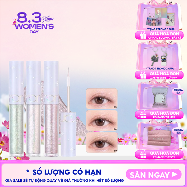  Gel Nhũ Mắt Romand Lấp Lánh, Bền Màu, Lâu Trôi The Universe Liquid Glitter 2g 
