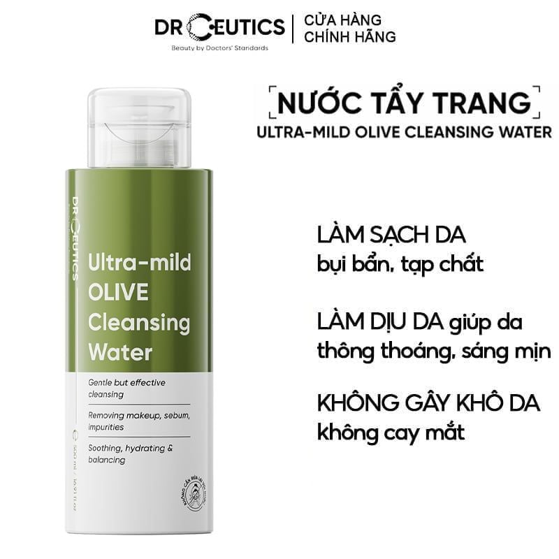 Nước Tẩy Trang DrCeutics Làm Sạch Dịu Nhẹ, Cấp Ẩm Ultra-mild Olive Cleansing Water