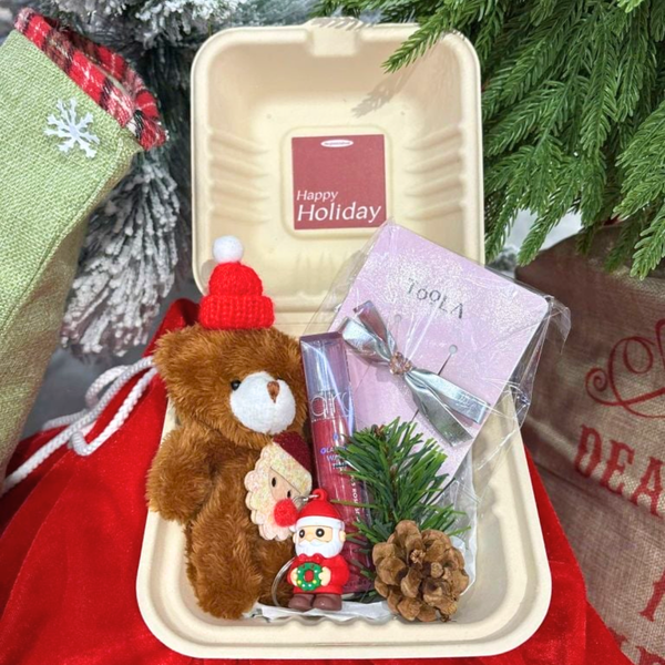  Hộp Quà Giáng Sinh: Son Romand + Kẹp Tóc Ngẫu Nhiên + Set Quà Gấu + Hộp Bã Mía 