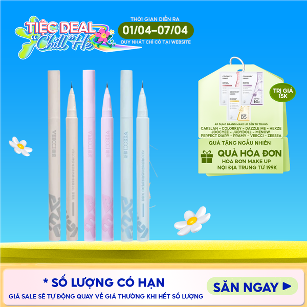  Bút Kẻ Mắt VEECCI Lâu Trôi, Không Thấm Nước Vivid Color Eyeliner Pen 0.6ml 