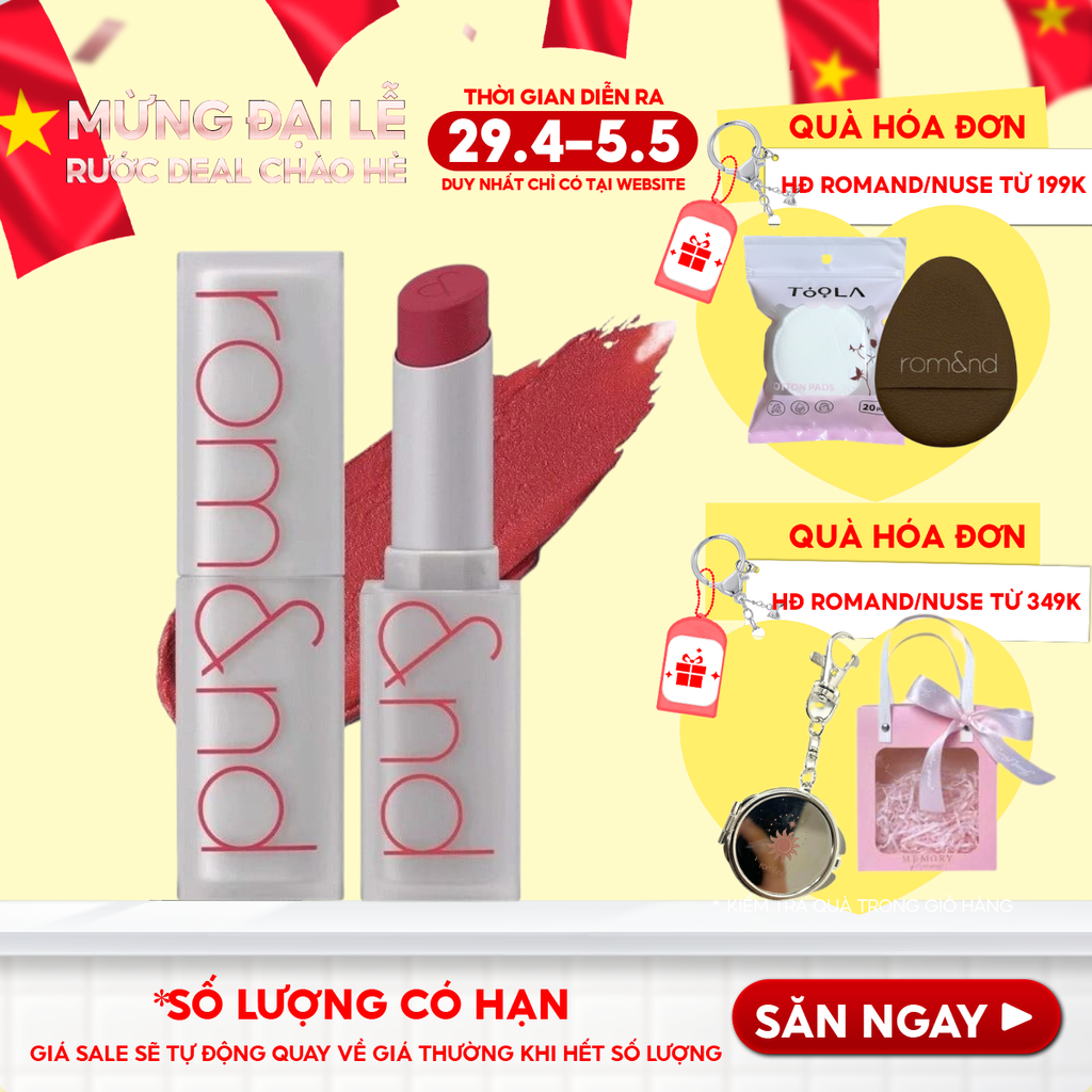 Son Thỏi Lì, Lên Màu Siêu Xinh Romand Zero Matte Lipstick 3g