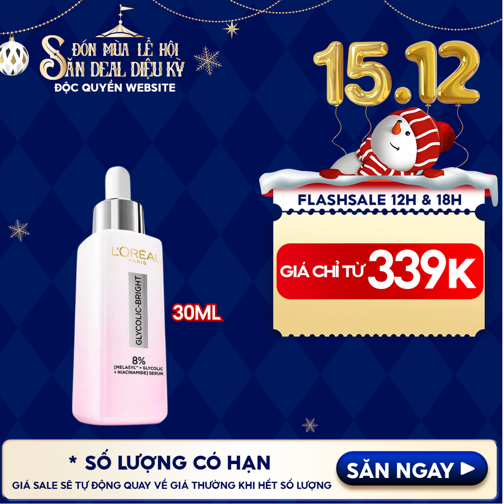 Serum L'oreal Tinh Chất Mờ Thâm Nám Glycolic-Bright Instant Glowing Serum