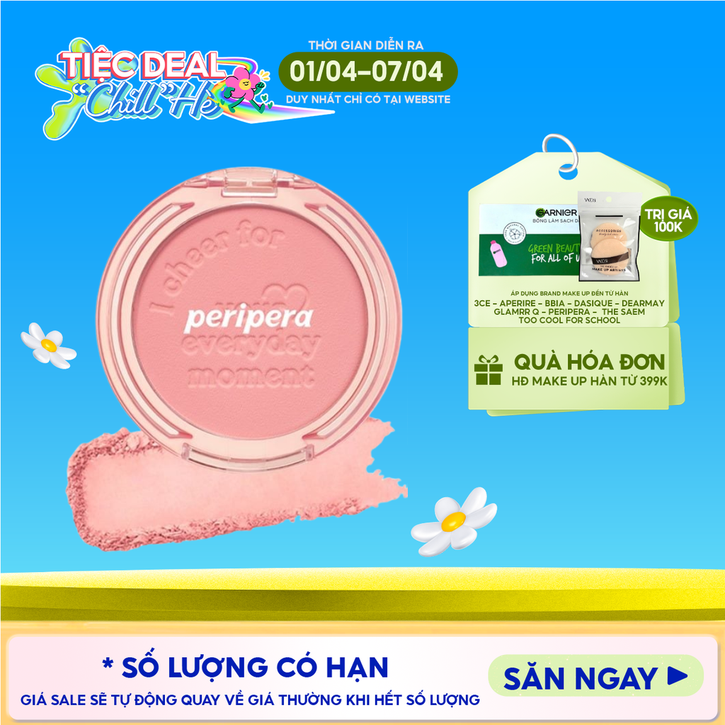 Phấn Má Hồng Peripera Siêu Xinh Pure Blushed Sunshine Cheek 4.2g