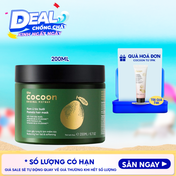  Kem Ủ Tóc Cocoon Bưởi Hỗ Trợ Giảm Gãy Rụng, Dưỡng Tóc Mềm Mượt Chắc Khỏe Pomelo Hair Mask 200ml 