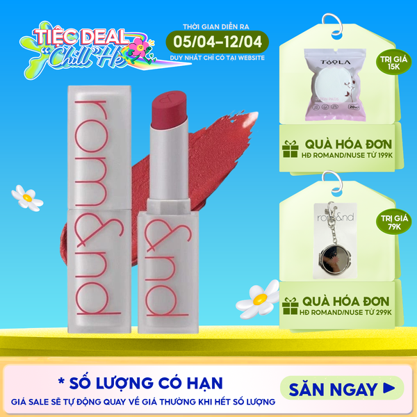  Son Thỏi Lì, Lên Màu Siêu Xinh Romand Zero Matte Lipstick 3g 