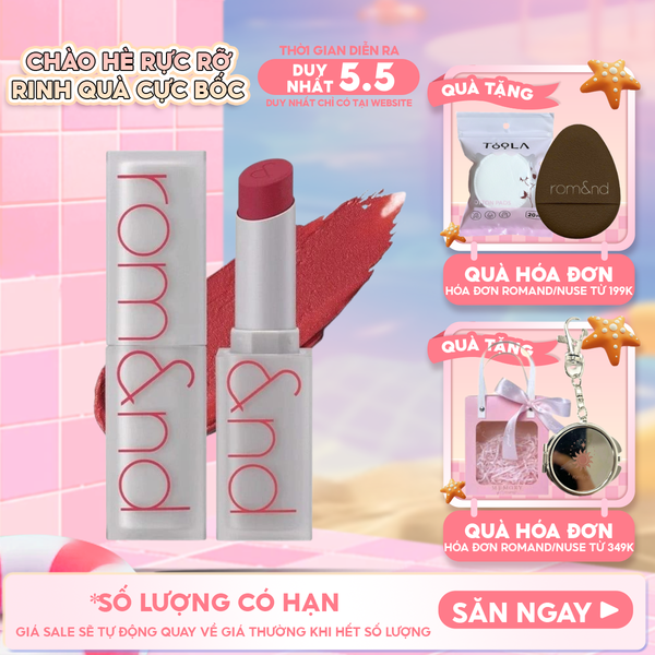  Son Thỏi Lì, Lên Màu Siêu Xinh Romand Zero Matte Lipstick 3g 