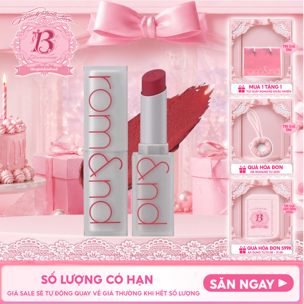 Son Thỏi Lì, Lên Màu Siêu Xinh Romand Zero Matte Lipstick 3g 