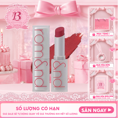 Son Thỏi Lì, Lên Màu Siêu Xinh Romand Zero Matte Lipstick 3g