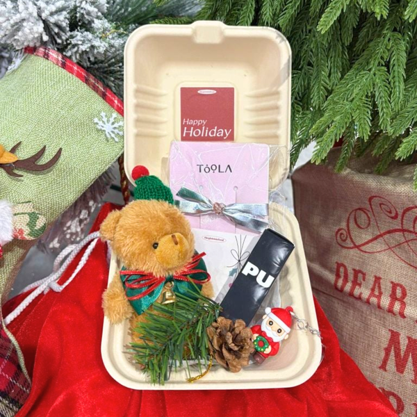  Hộp Quà Giáng Sinh: Son Merzy + Kẹp Tóc Ngẫu Nhiên + Set Quà Gấu + Hộp Bã Mía 