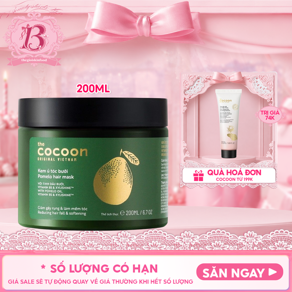  Kem Ủ Tóc Cocoon Bưởi Hỗ Trợ Giảm Gãy Rụng, Dưỡng Tóc Mềm Mượt Chắc Khỏe Pomelo Hair Mask 200ml 