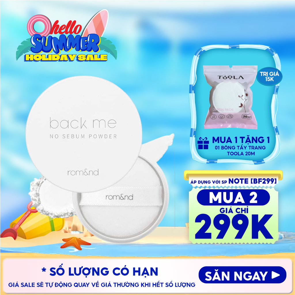 Phấn Phủ Romand Dạng Bột Che Phủ Tốt Giúp Da Mịn Màng Back Me No Sebum Powder 5g