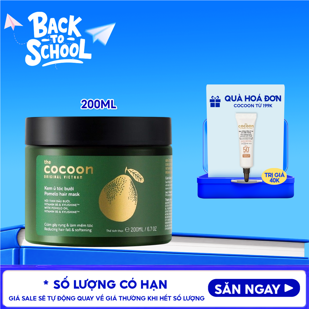 Kem Ủ Tóc Cocoon Bưởi Hỗ Trợ Giảm Gãy Rụng, Dưỡng Tóc Mềm Mượt Chắc Khỏe Pomelo Hair Mask 200ml