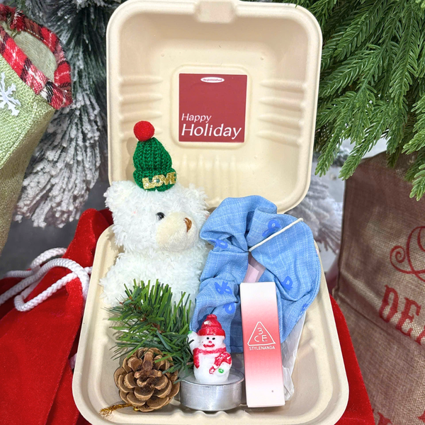  Hộp Quà Giáng Sinh: Son 3CE + Kẹp Tóc Ngẫu Nhiên + Set Quà Gấu + Hộp Bã Mía 