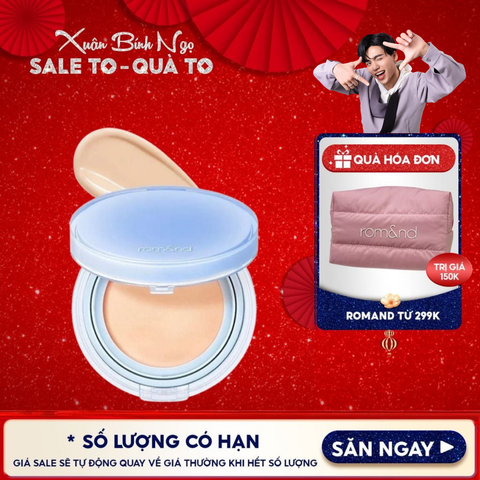 [VE-EASY] Phấn Nước Trang Điểm Romand Che Phủ Tự Nhiên, Căng Bóng Thuần Chay Bare Water Cushion SPF38/PA++++ 20g