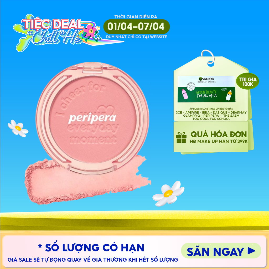 Phấn Má Hồng Peripera Siêu Xinh Pure Blushed Sunshine Cheek 4.2g