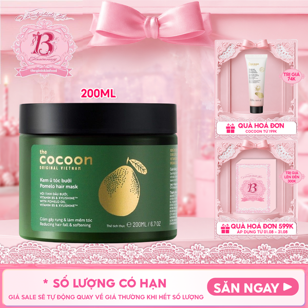  Kem Ủ Tóc Cocoon Bưởi Hỗ Trợ Giảm Gãy Rụng, Dưỡng Tóc Mềm Mượt Chắc Khỏe Pomelo Hair Mask 200ml 