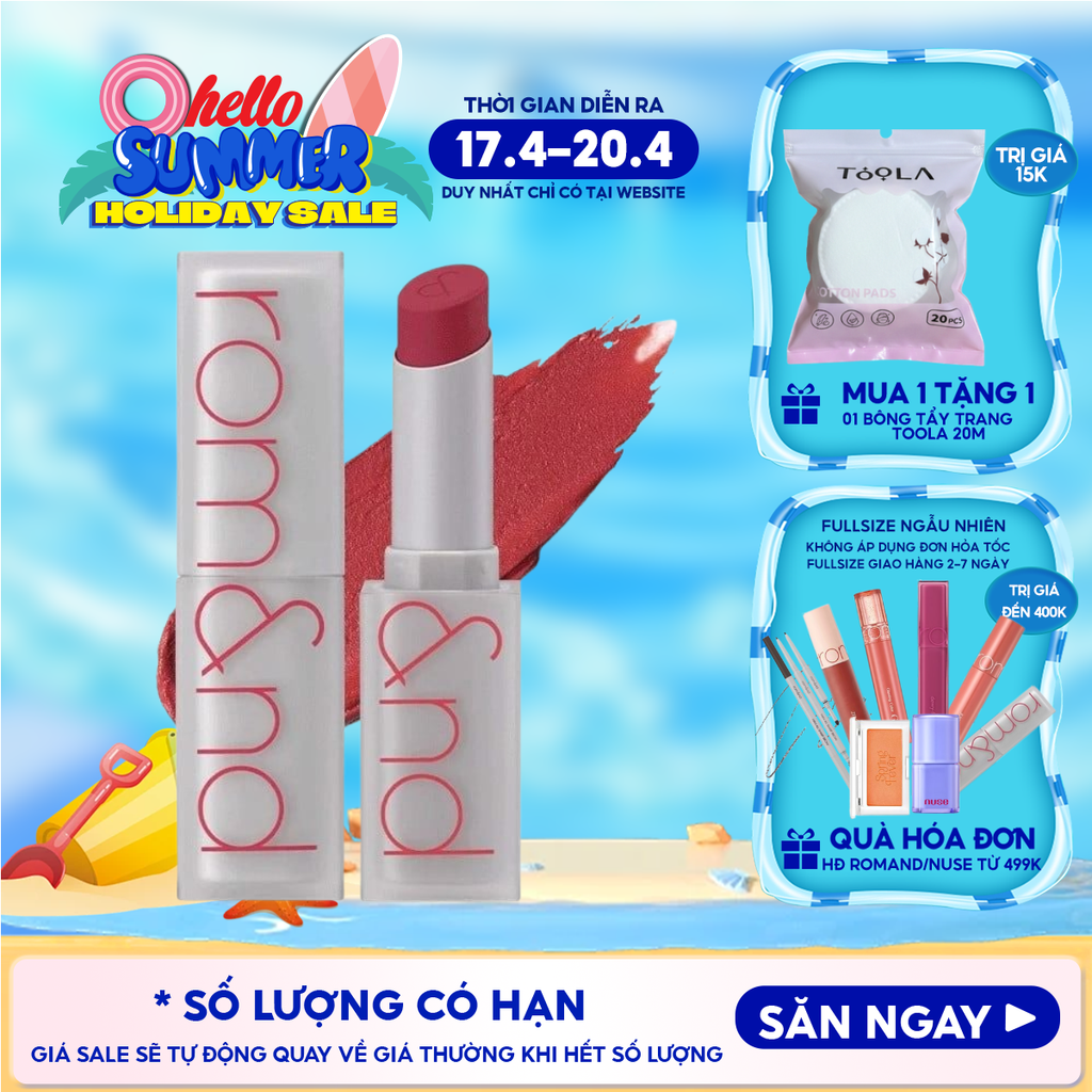 Son Thỏi Lì, Lên Màu Siêu Xinh Romand Zero Matte Lipstick 3g