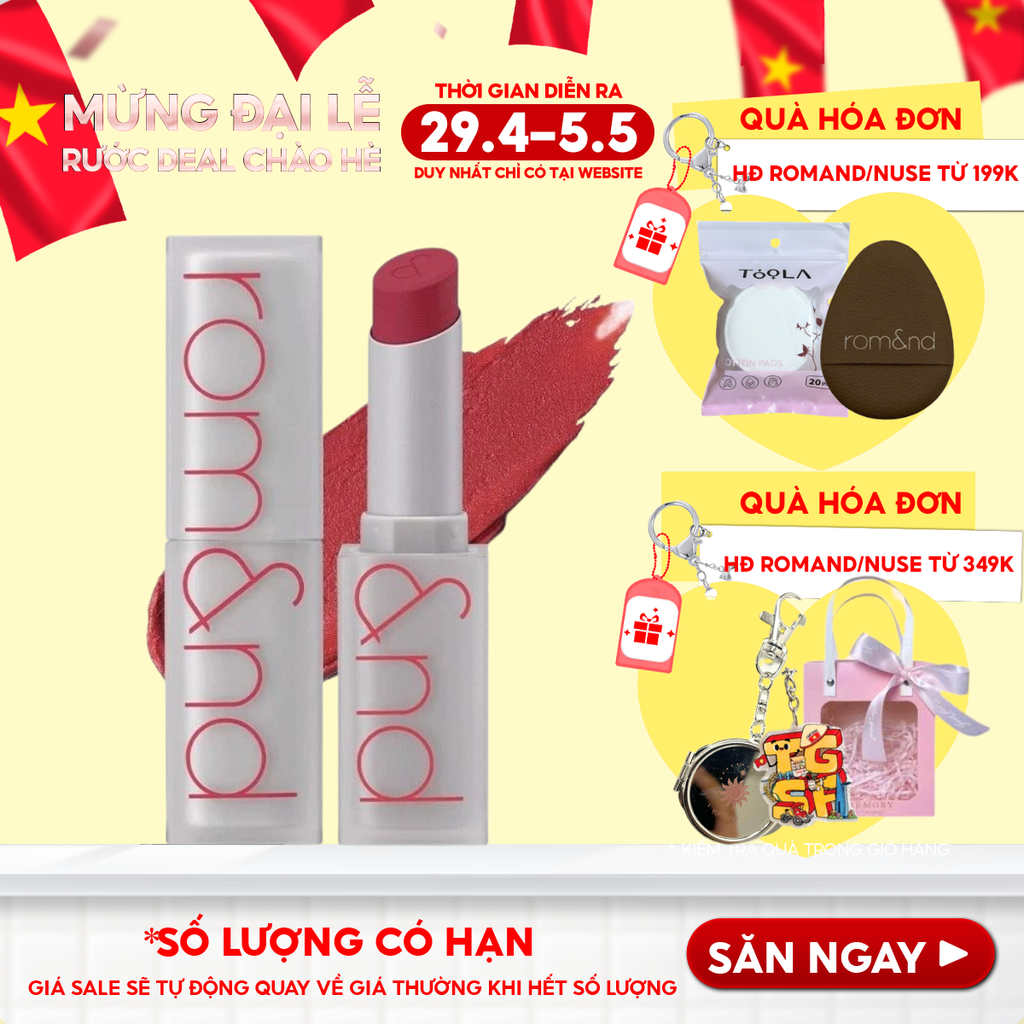 Son Thỏi Lì, Lên Màu Siêu Xinh Romand Zero Matte Lipstick 3g
