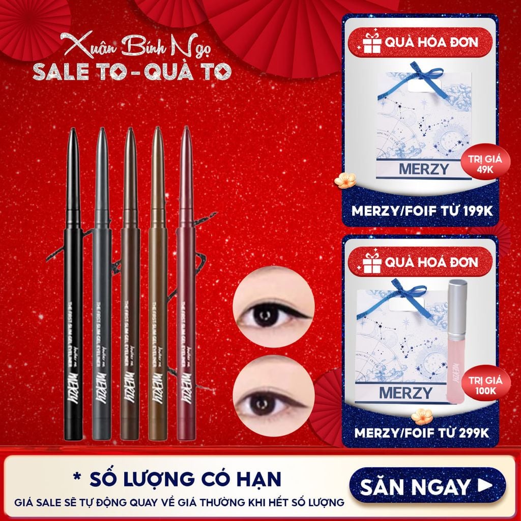 Chì Kẻ Mắt Merzy Siêu Mảnh Chống Trôi, Siêu Bền, Siêu Lì The First Slim Gel Eyeliner 0.05g