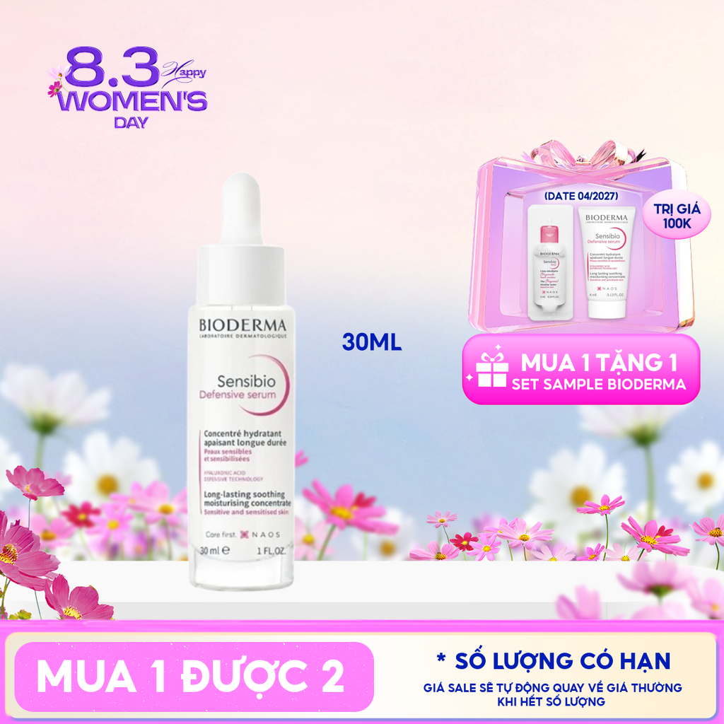 Serum Bioderma Dưỡng Ẩm, Làm Dịu Cho Da Nhạy Cảm Sensibio Defensive Serum 30ml