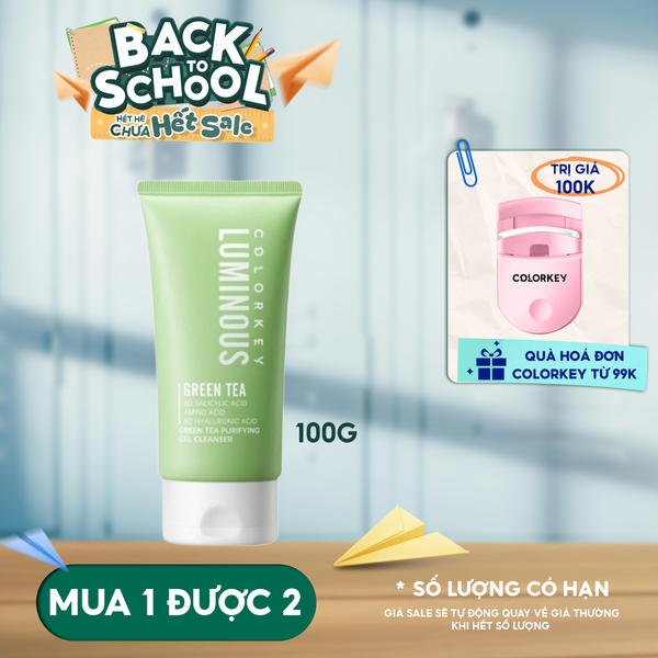  Gel Rửa Mặt Colorkey Trà Xanh Luminous Green Tea Purifying Gel Cleanser 100g 