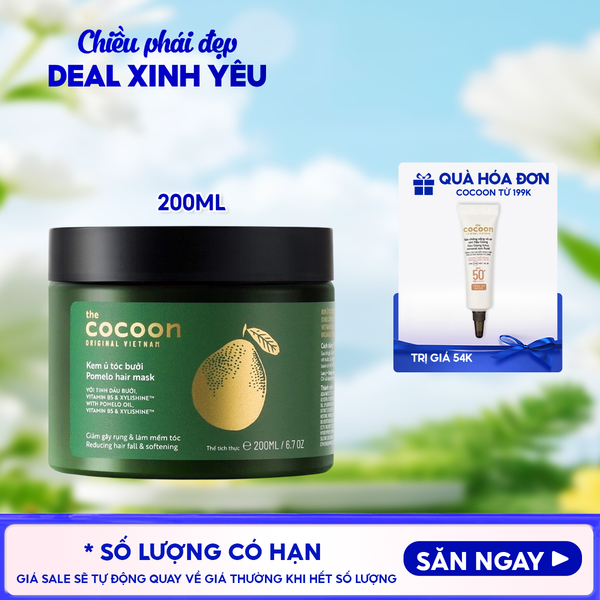  Kem Ủ Tóc Cocoon Bưởi Hỗ Trợ Giảm Gãy Rụng, Dưỡng Tóc Mềm Mượt Chắc Khỏe Pomelo Hair Mask 200ml 