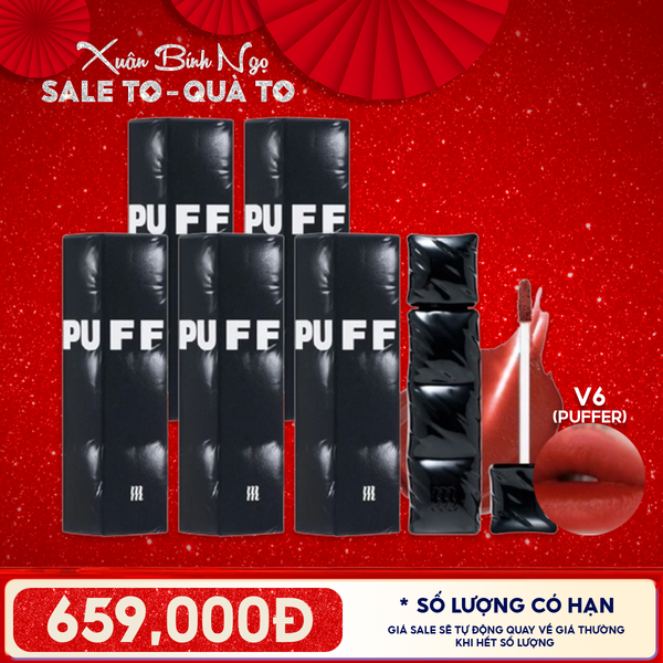  [PACK TIẾT KIỆM 58%] 5 Son Phao Kem Lì Merzy Bền Màu, Lâu Trôi Puffer Velvet Tint 3.7g #V6 Firenze Negroni 