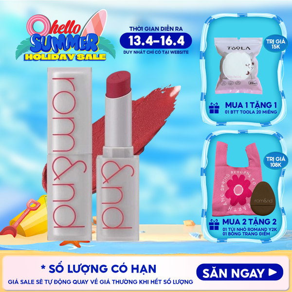  Son Thỏi Lì, Lên Màu Siêu Xinh Romand Zero Matte Lipstick 3g 