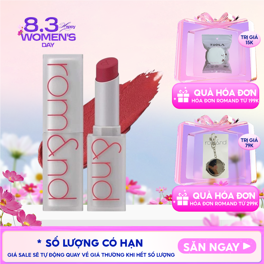 Son Thỏi Lì, Lên Màu Siêu Xinh Romand Zero Matte Lipstick 3g