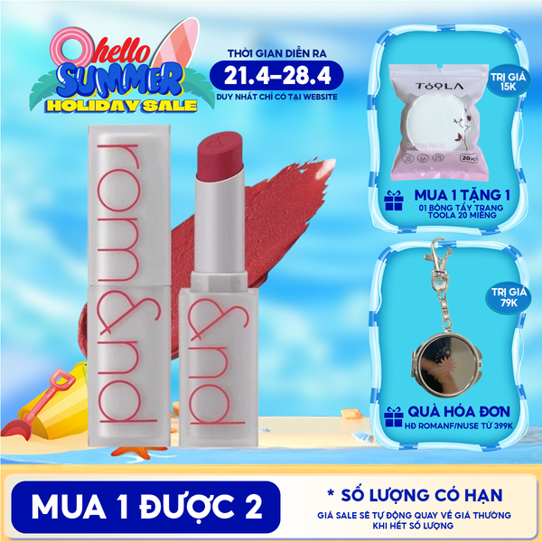  Son Thỏi Lì, Lên Màu Siêu Xinh Romand Zero Matte Lipstick 3g 