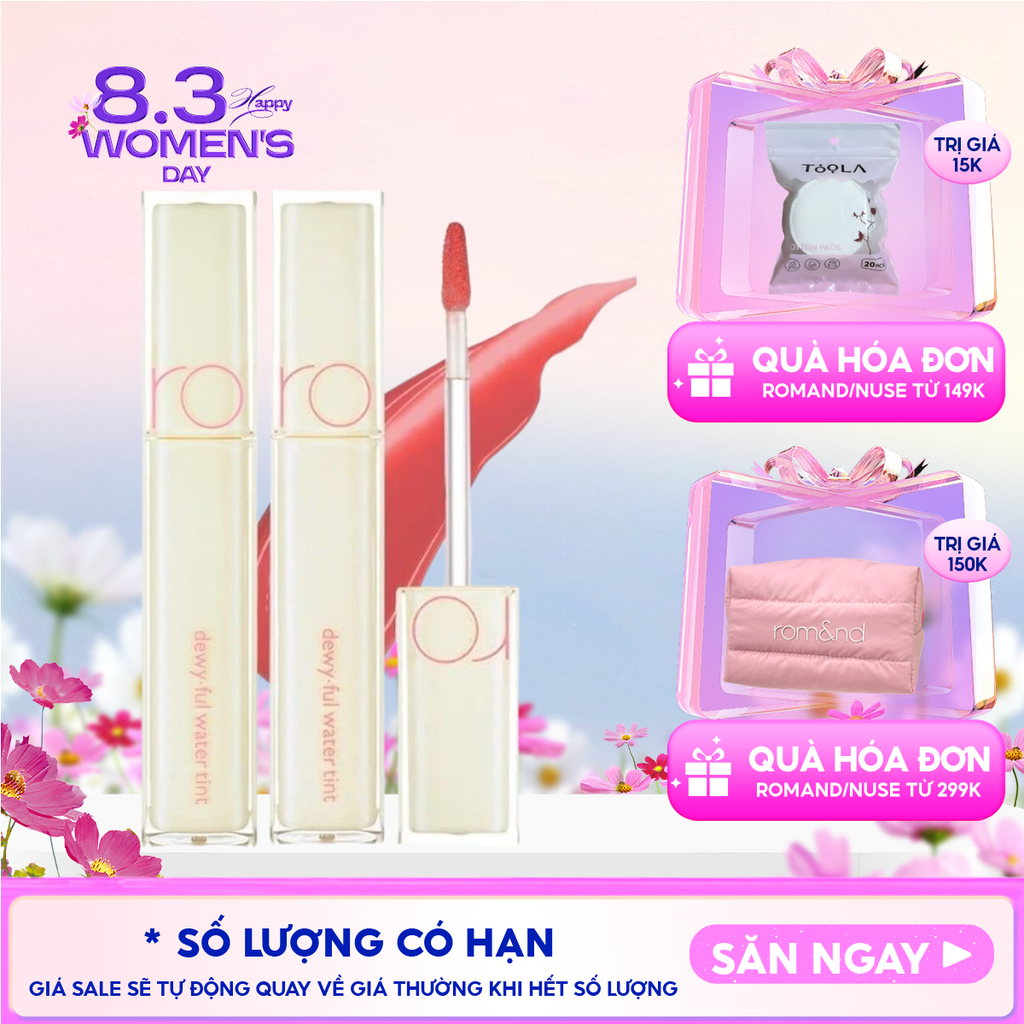 Son Tint Bóng Siêu Lì Cho Đôi Môi Căng Mọng Romand Milk Grocery Dewyful Water Tint 5g